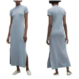 Club Monaco Tea Dyed Mock Neck Rib Maxi Dress with Stretch, Size XXS